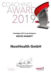 Auszeichnung - Urkunde Coaching Award 2019 für das "Beste Konzept"